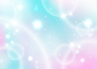 Fototapeta na wymiar 宇宙のイメージ　輝く星と水玉模様　ピンクと青のグラデーション背景色
