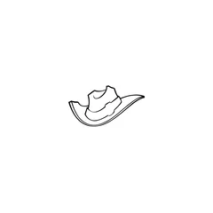 Foto op Canvas Cowboy hat icon, Retro Hat, Emblem design on white background © Bintang Aji