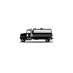 oil truck black and white. Flat style trend modern logotype design vector illustration.