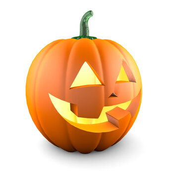 Halloween pumpkin. Smiling funny face. Isolated on white background. 3d render