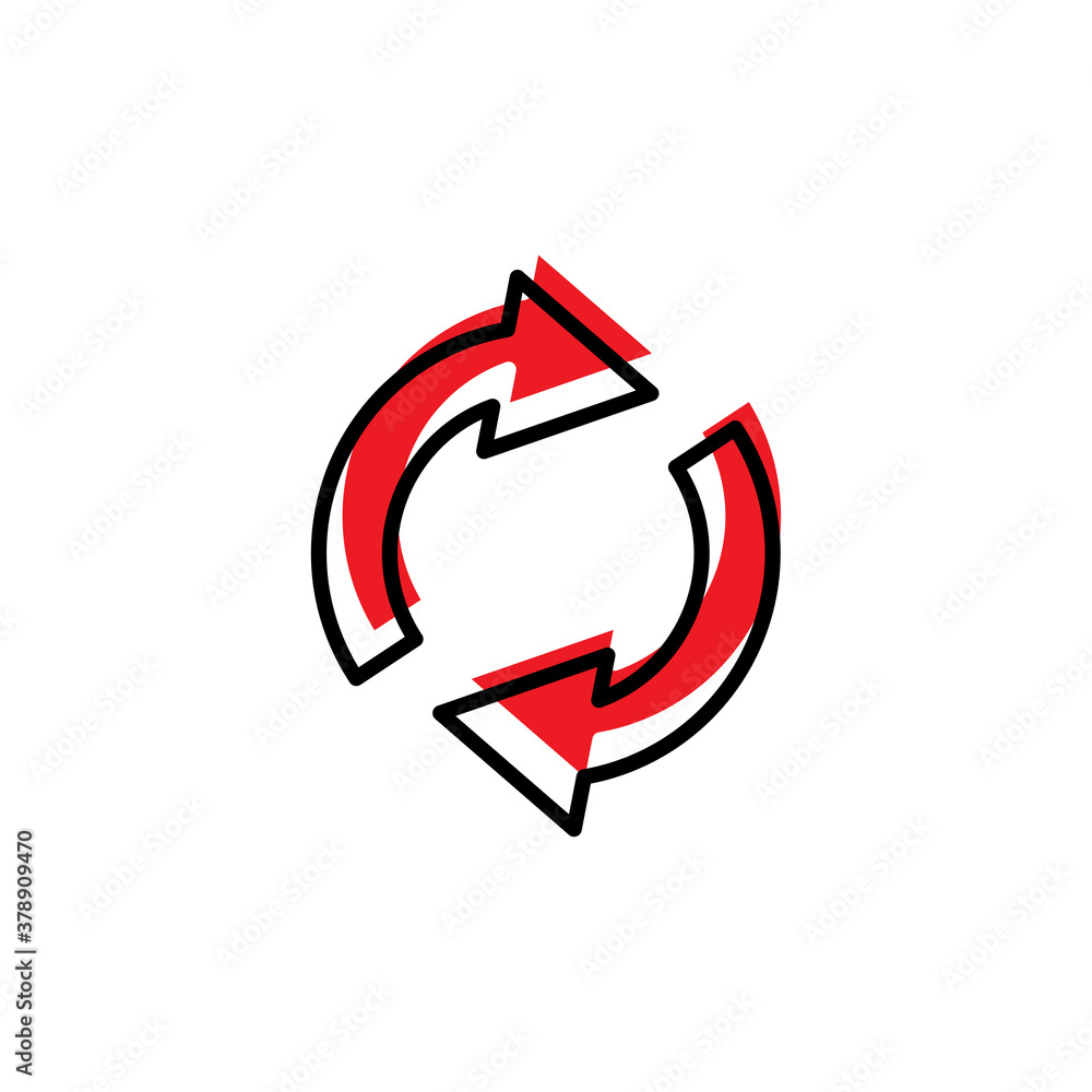 Poster circular arrow circle arrow flat icon rotation restart. design template vector