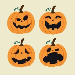 Cute Hand Drawn Cartoon Character Funny Pumpkin. Good to use for Fantasy or Halloween Content. Suitable for Children Kids Book, Mascot, Character, Cards, Sticker, T-Shirt. Flat Design Illustration.
