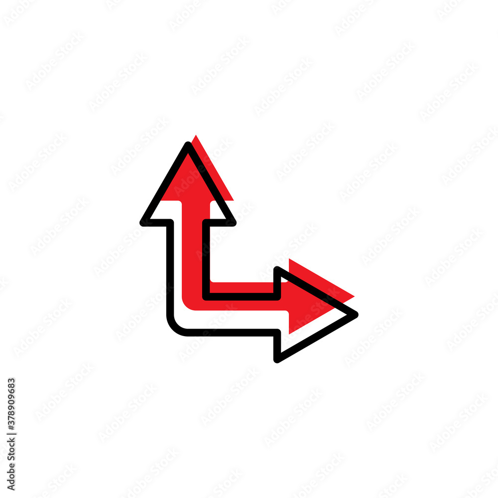 Poster left and right connected arrow flat icon. design template vector