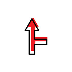 T-junction arrow line icon. Design template vector