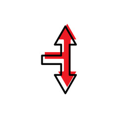 T-junction arrow flat icon. Design template vector