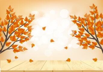 Naklejka na ściany i meble autumn background with fallen leaves
