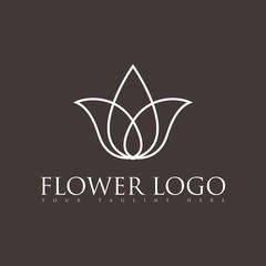 Obraz premium simple line white flower logo