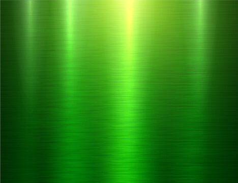 Polished metal texture background, brushed green metallic reflective texture plate, vector illustration.