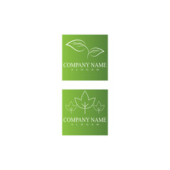 Leaf line icons vector leaves logo design