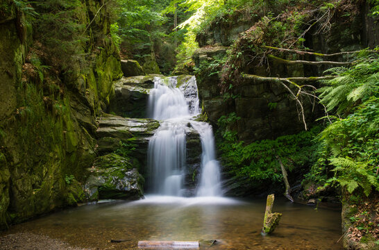 Czech waterfall in Resov near Opava city.