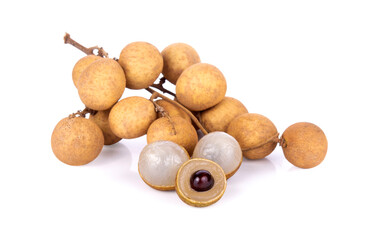 Fresh longan fruits isolated on the white background