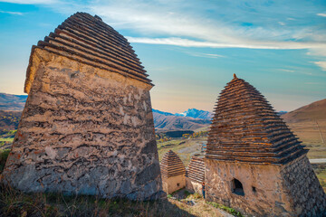 Dargavs is the city of the dead. Medieval necropolis in the Caucasus Mountains