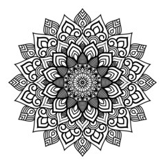 mandala isolated for henna or tattoo. mandala for coloring book . mandala Islamic style . decorative mandala Design	

