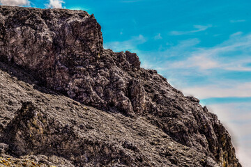 volcanic rock cliffs of Mount Papandayan Garut, West Java, Indonesia