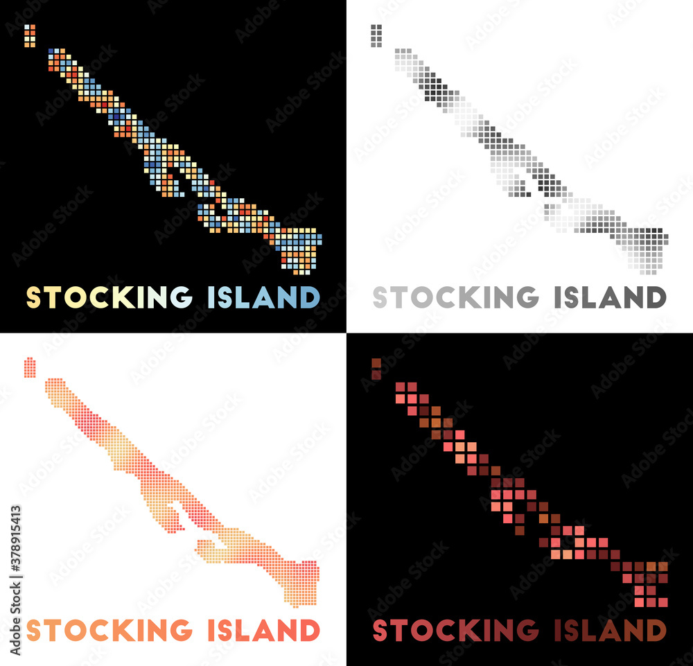 Poster stocking island map. collection of maps of stocking island in dotted style. borders of the island fi