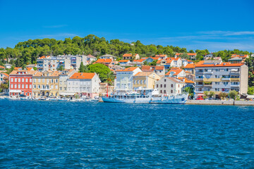 Fototapeta na wymiar Seafront and boats in town of Mali Losinj on the island of Losinj, Adriatic coast in Croatia 