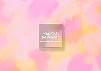 淡いピンク色の抽象的な水彩背景、手描きのベクターグラフィックス