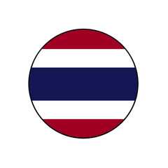 Fototapeta premium Thailand Flag Button rounded on isolated white for Asia Country push button concepts. 