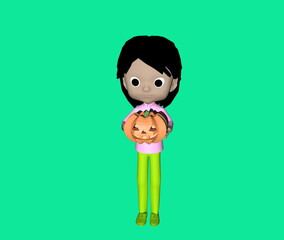 ハロウィン・カボチャランプと子どもたち