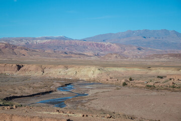 Dry landscape with a river in Morocco