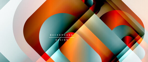 Vector geometric abstract background with lines and modern forms. Fluid gradient with abstract round shapes and shadow and light effects