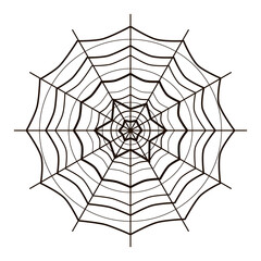 Vector blank of a spider web; black white image of weaving spider web, Helloween element, holiday icon, template for creativity, print.