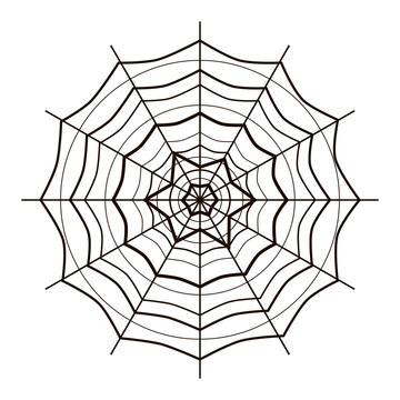 Vector blank of a spider web; black white image of weaving spider web, Helloween element, holiday icon, template for creativity, print.