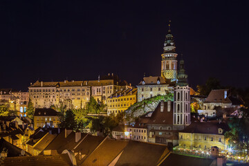 View of Cesky Krumlov at night, Czech republic