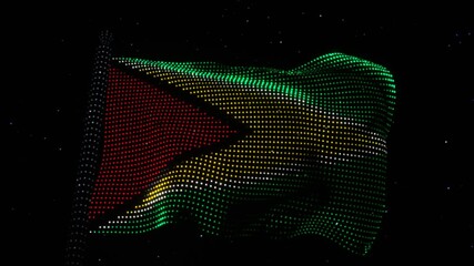 Electronic waving flag of Guyana made of LED lights. Hologram concept. Looping animation  - Powered by Adobe