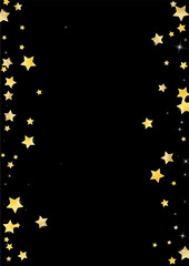 Yellow Celebration Stars Vector Black Background. 