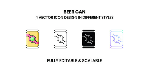 Beer Can Vector illustration icons in different style