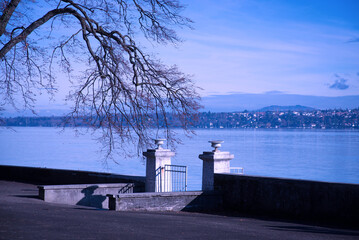 Geneva, Switzerland - June 19, 2020: View of Lake Geneva