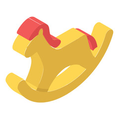 
Kids class plaything, isometric icon of rocking horse vector design 
