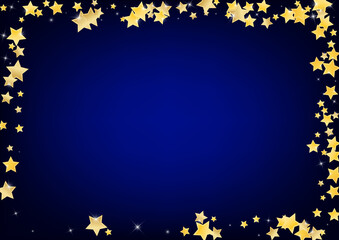 Yellow Party Stars Vector Blue Background. 