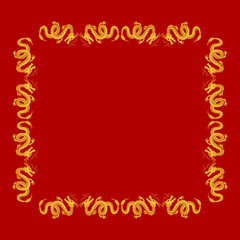 Vector Oriental Golden Frame, Dragons Illustration, Asian Decoration, Traditional Style, Vintage Frame, Blank Template.