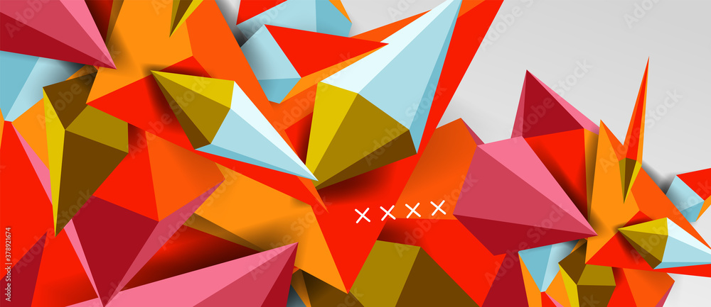 Poster 3d low poly abstract shape background vector illustration