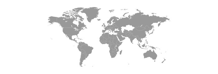 Fototapeta na wymiar Gray world map on a white background