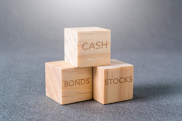 Fototapeta premium Investment series concept ways to invest money cash stocks bonds