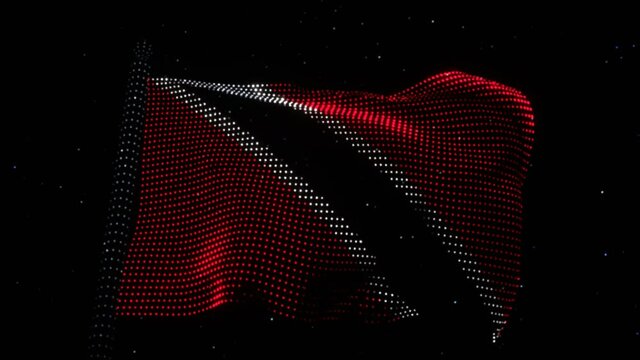 Electronic waving flag of Trinidad and Tobago made of LED lights. Hologram concept. Looping animation 