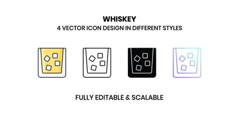 Whiskey Glass Vector illustration icons in different style