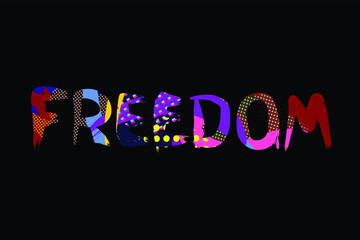 Graffiti inscription "Freedom" on a black background