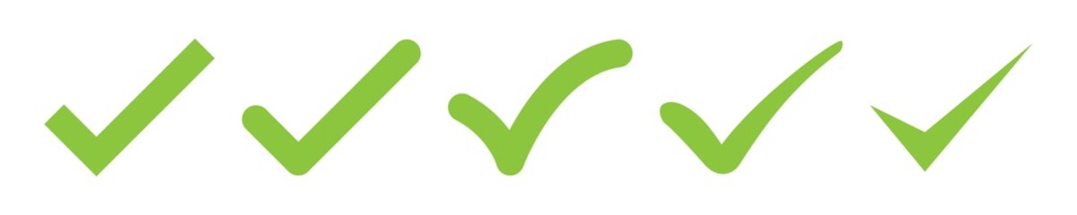 check mark vector icon. green box set. ok choose illustration on white background. correct vote choise isolated symbol.
