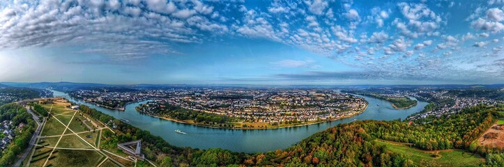 Fototapeta na wymiar Koblenz Panorama Festungspart Rhein und Mosel