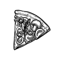 Ink sketch of pizza.