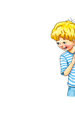 Junge blond niedlich schaut um die Ecke Rand angelehnt lächeln lächelt Lachen Freude freudig staunen staunt überrascht Überraschung Randfigur ins Bild kommen schauen heimlich süß Kind Schüler Kinder