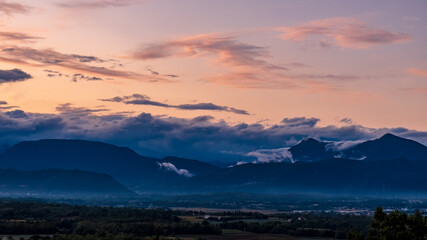 Sunset after the storm in the italian countryside