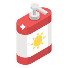 Sun on bottle showing concept of sunblock icon