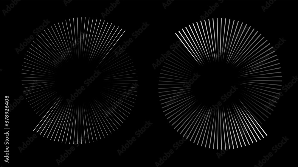 Wall mural Circular spiral sound wave rhythm from lines.