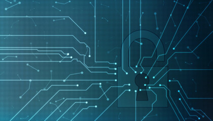 Closed Padlock on digital screen, cyber security concept background, Security concept Background. Data protection Cyber Security Privacy Business Internet Technology Concept. 2d illustration