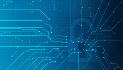 Closed Padlock on digital screen, cyber security concept background, Security concept Background. Data protection Cyber Security Privacy Business Internet Technology Concept. 2d illustration